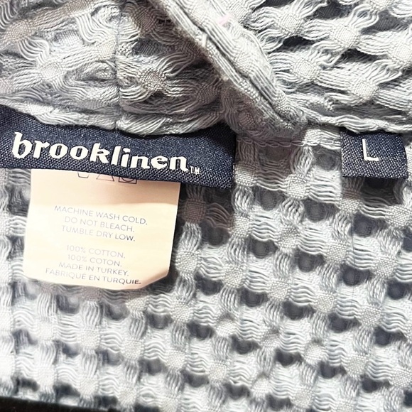 Brooklinen 100% Turkish Cotton Dreamweave Waffle Robe Ocean Blue Large - Picture 9 of 10